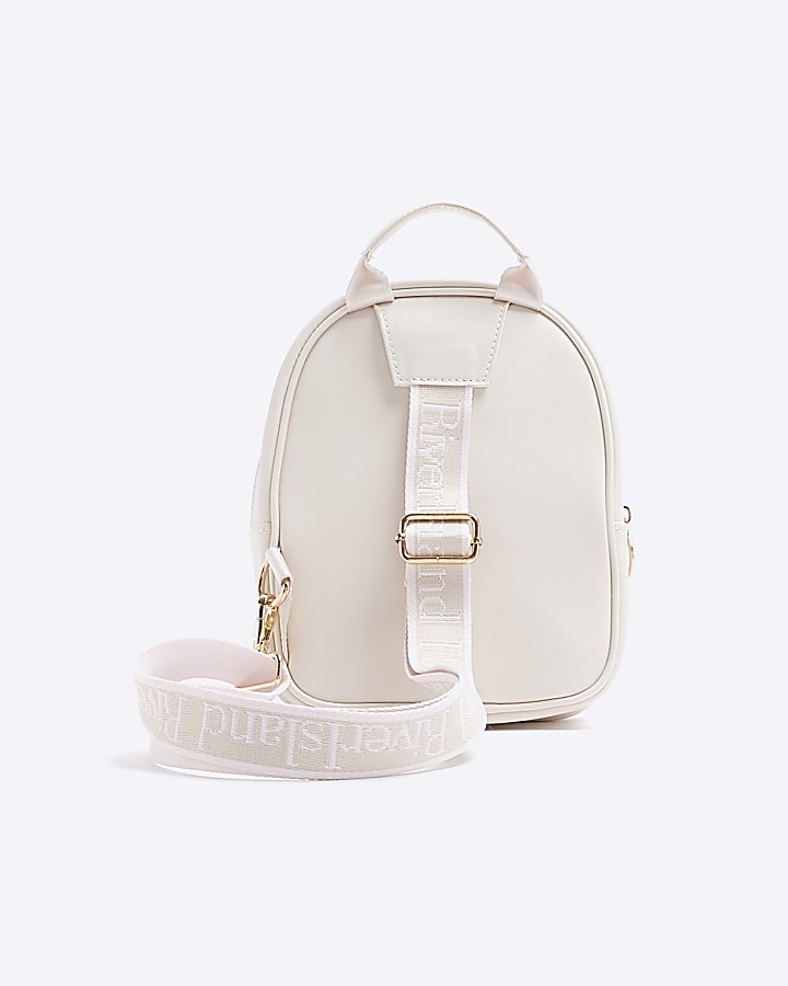 Girls cream embroidered backpack