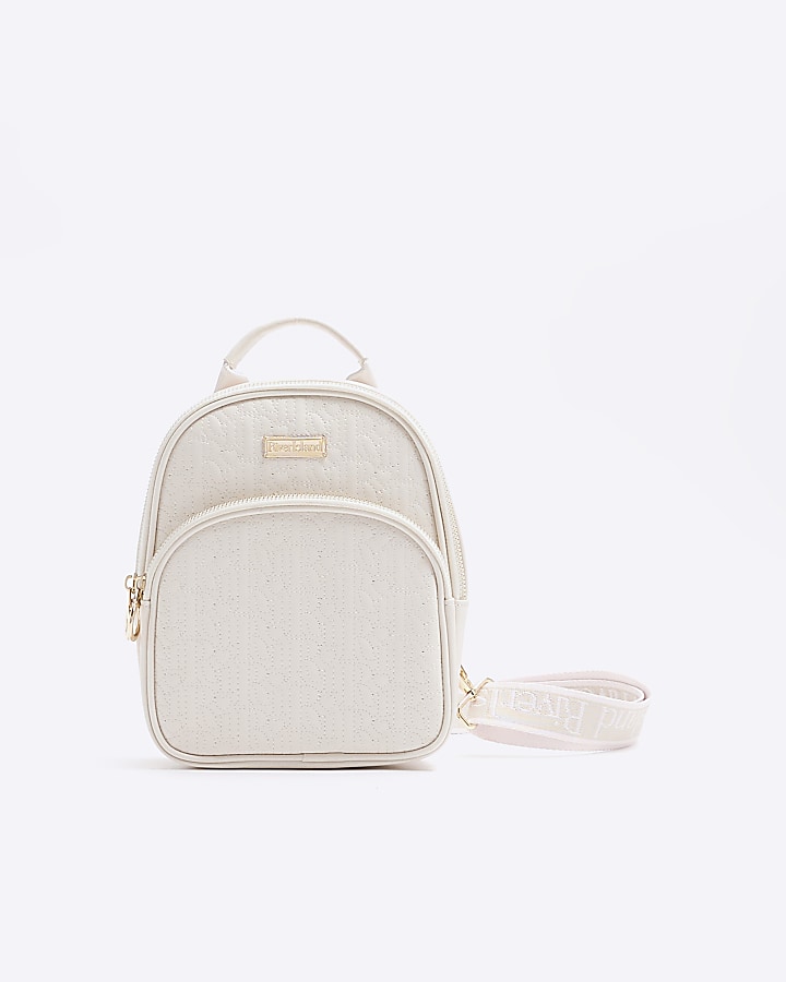 Girls cream embroidered backpack