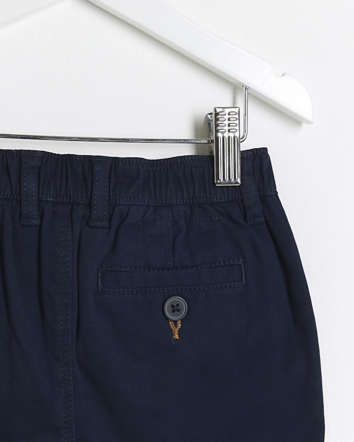 Mini boys navy chino shorts River Island