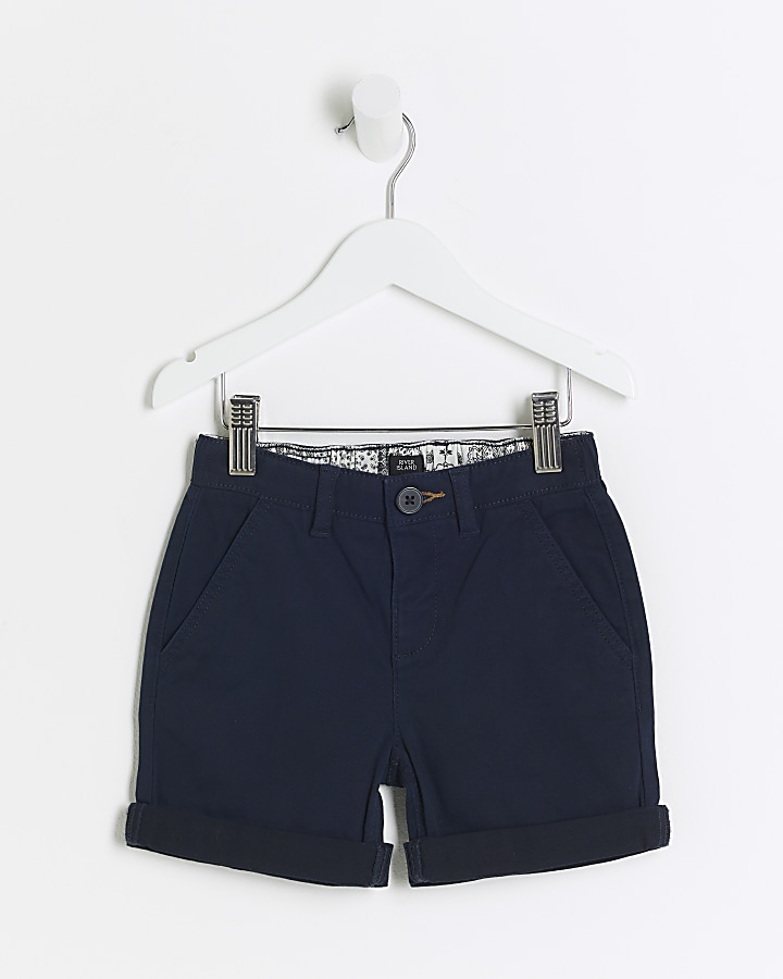 Mini boys navy chino shorts River Island