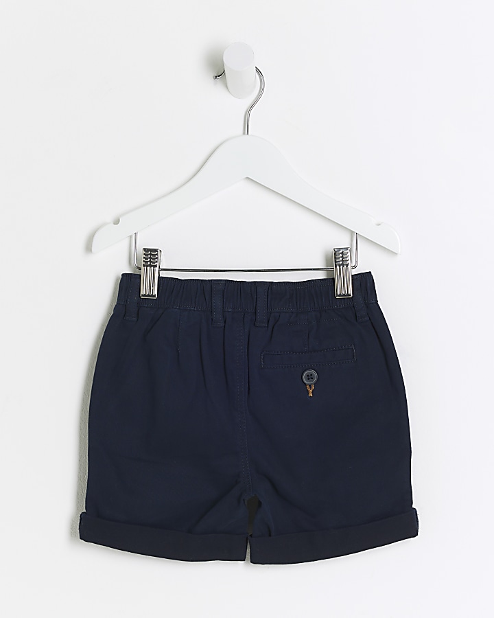 Mini boys navy chino shorts River Island