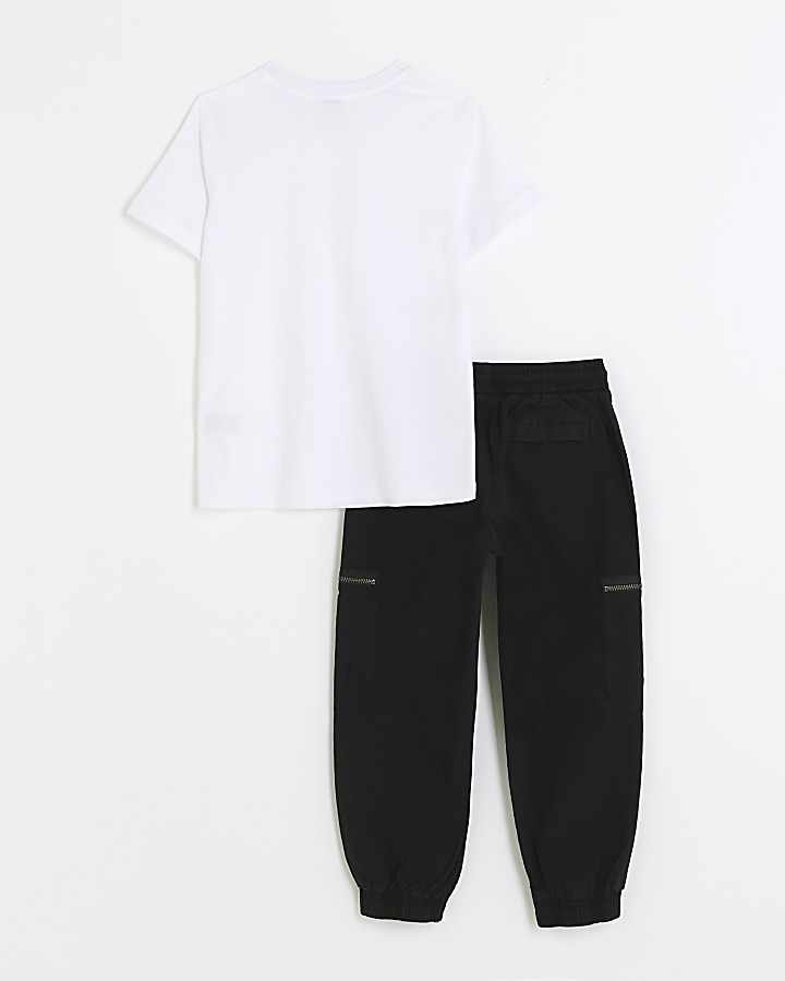 Boys White T-shirt and Joggers Outfit
