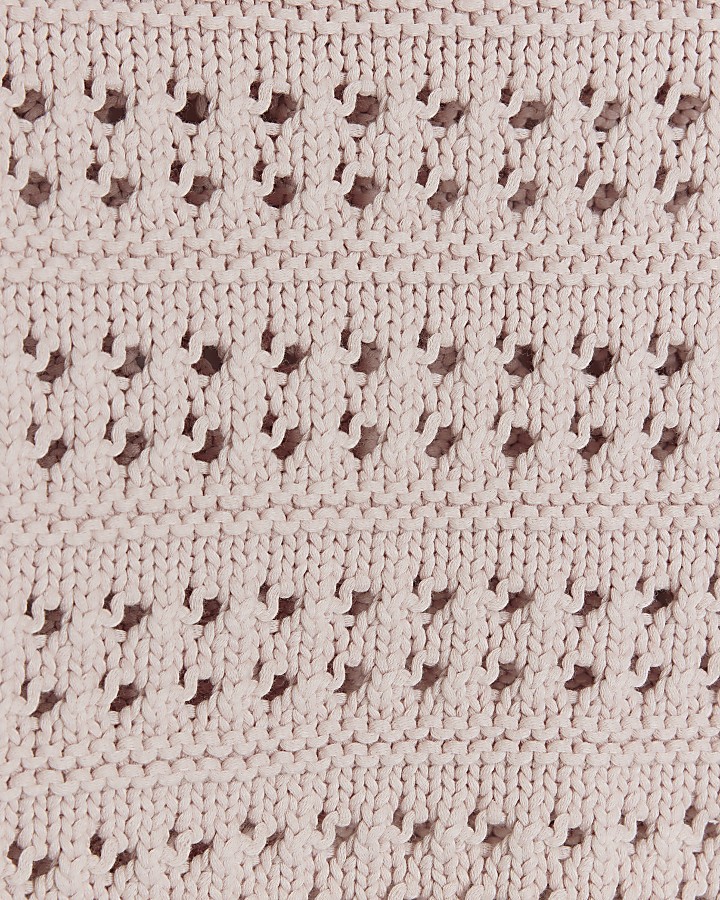 Girls pink collared crochet jumper