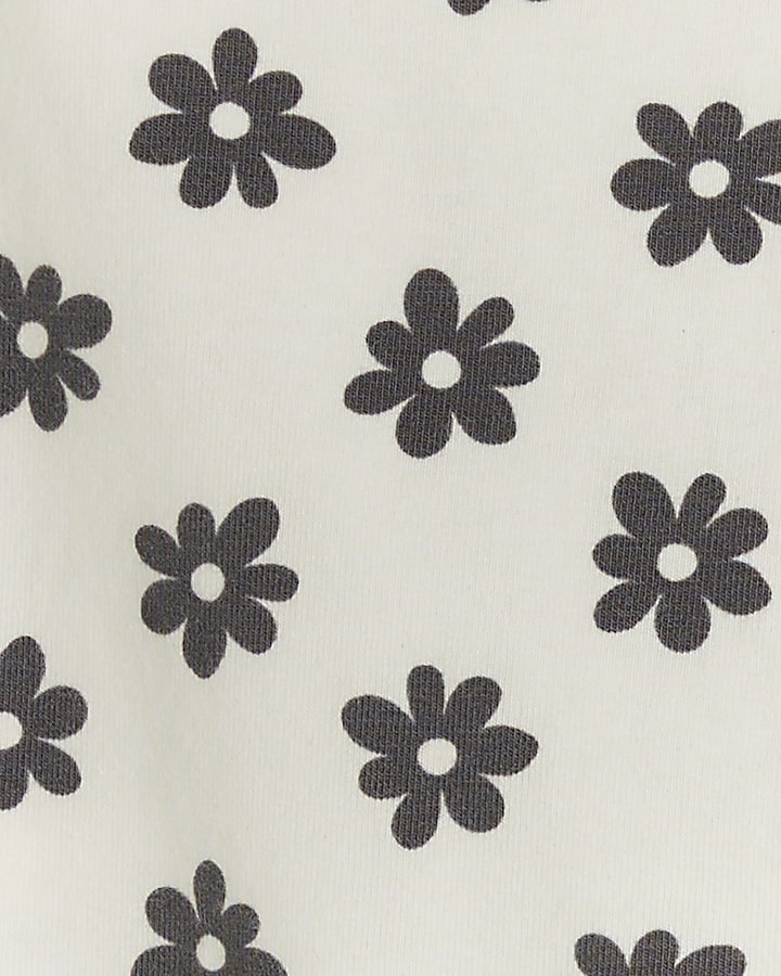 Mini Girls Cream floral Print Leggings 3 pack