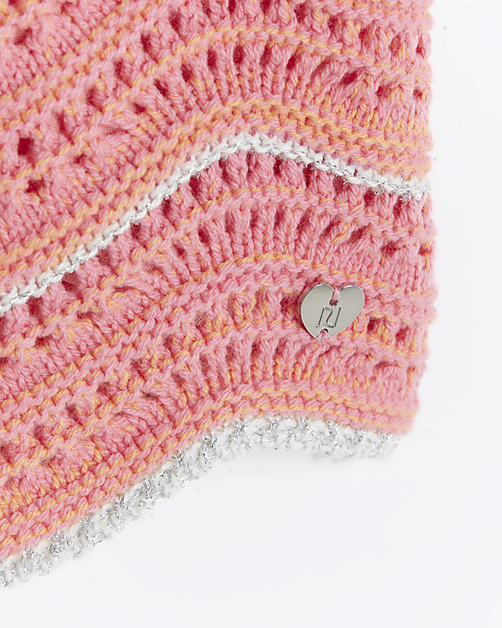 Girls pink crochet tank top