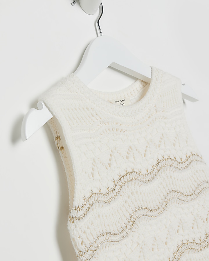 Mini girl cream crochet dress