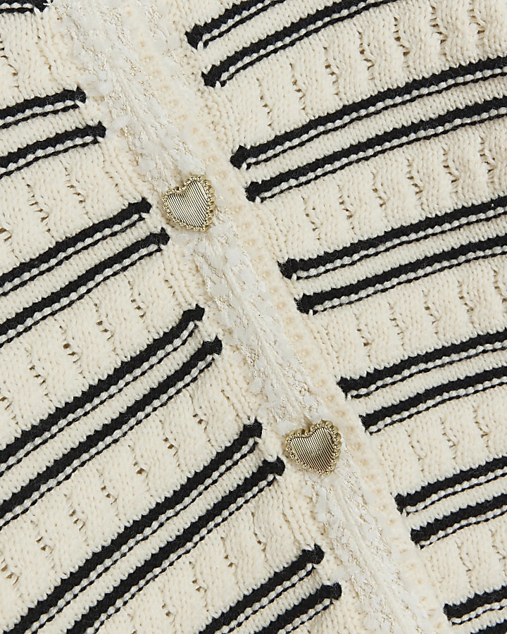 Girls black knit striped cardigan