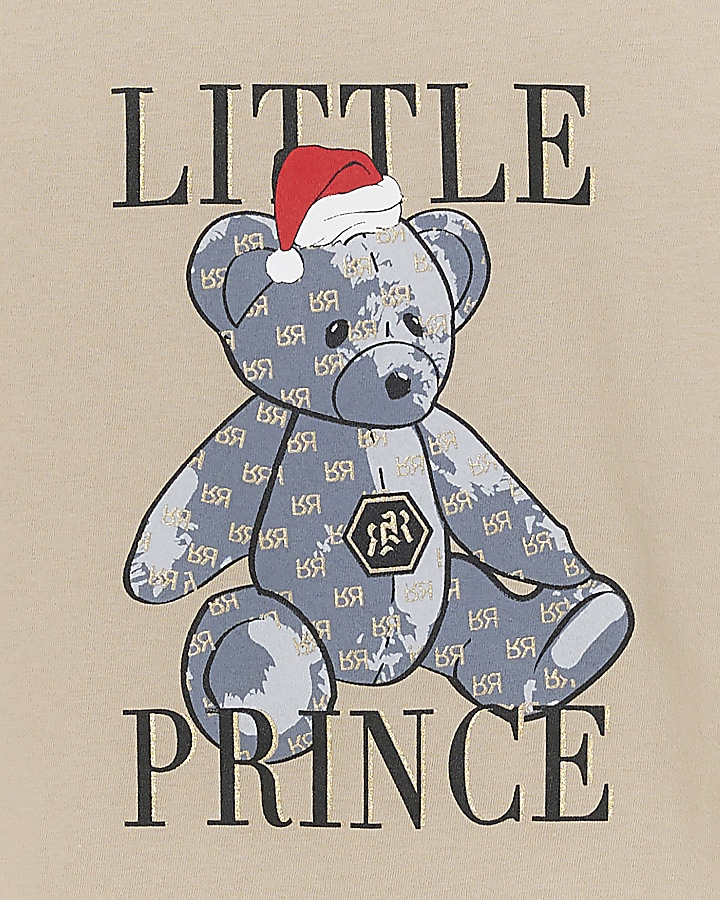 Mini boys stone Christmas bear t-shirt