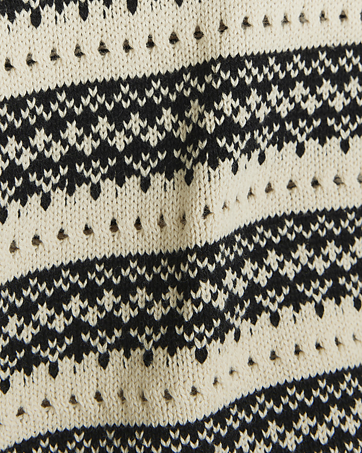 Girls beige stripe knitted crop jumper
