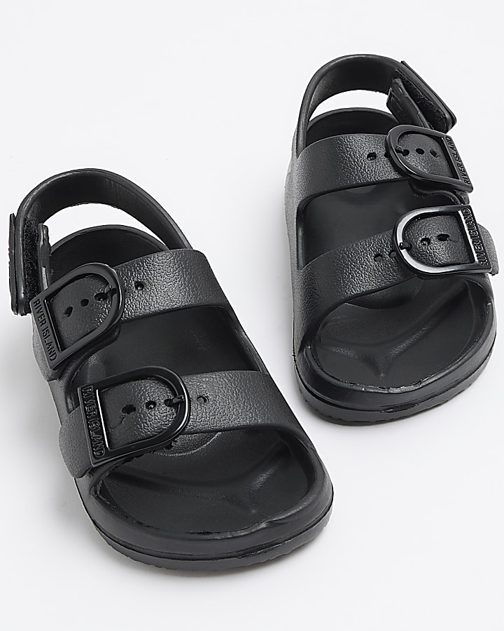 Mini boys black double strap sandals