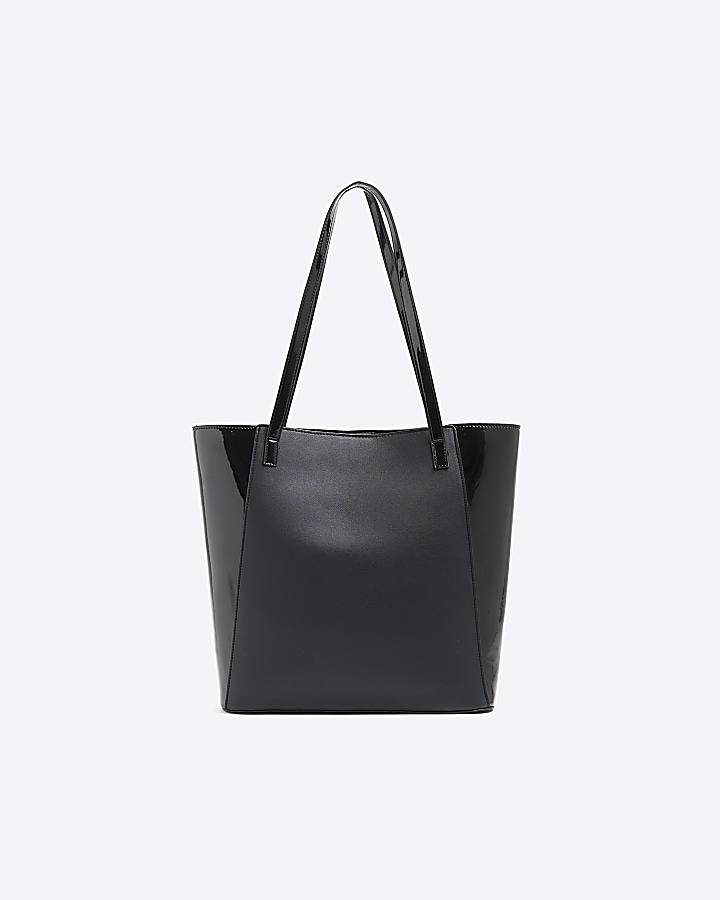 Girls black quilted bow shopper bag bundle