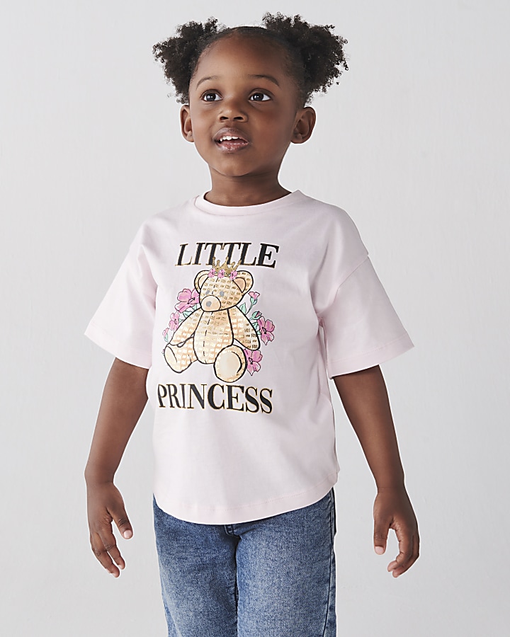 Mini girls pink bear graphic t-shirt