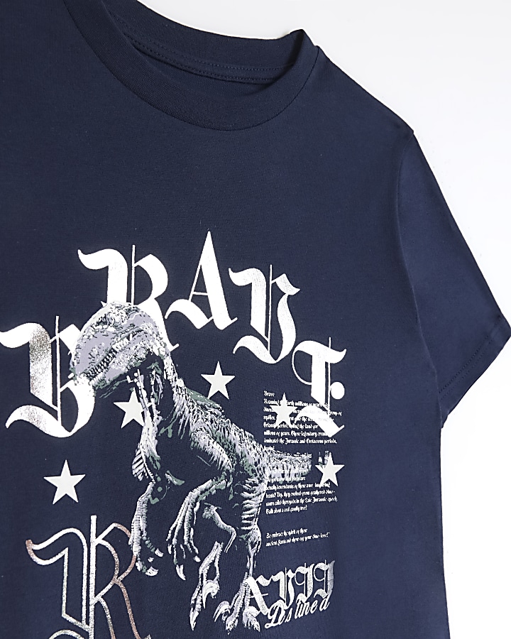 Boys navy dinosaur graphic t-shirt