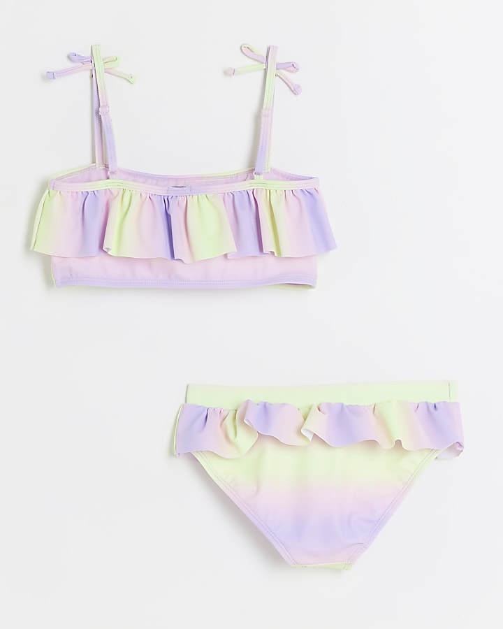 Girls purple ombre frill bikini set
