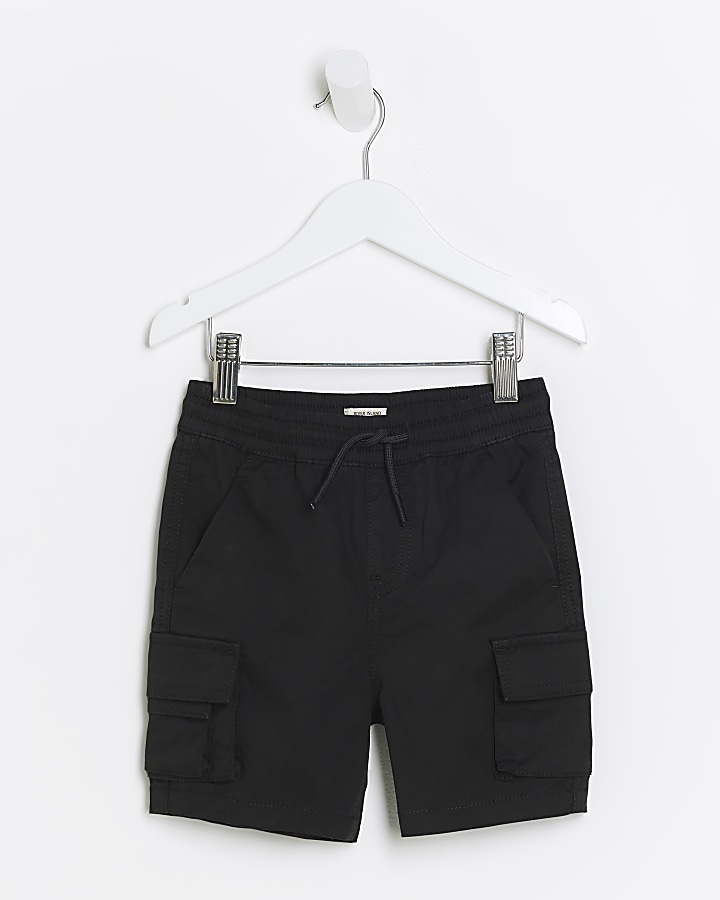 Mini boys black cargo shorts