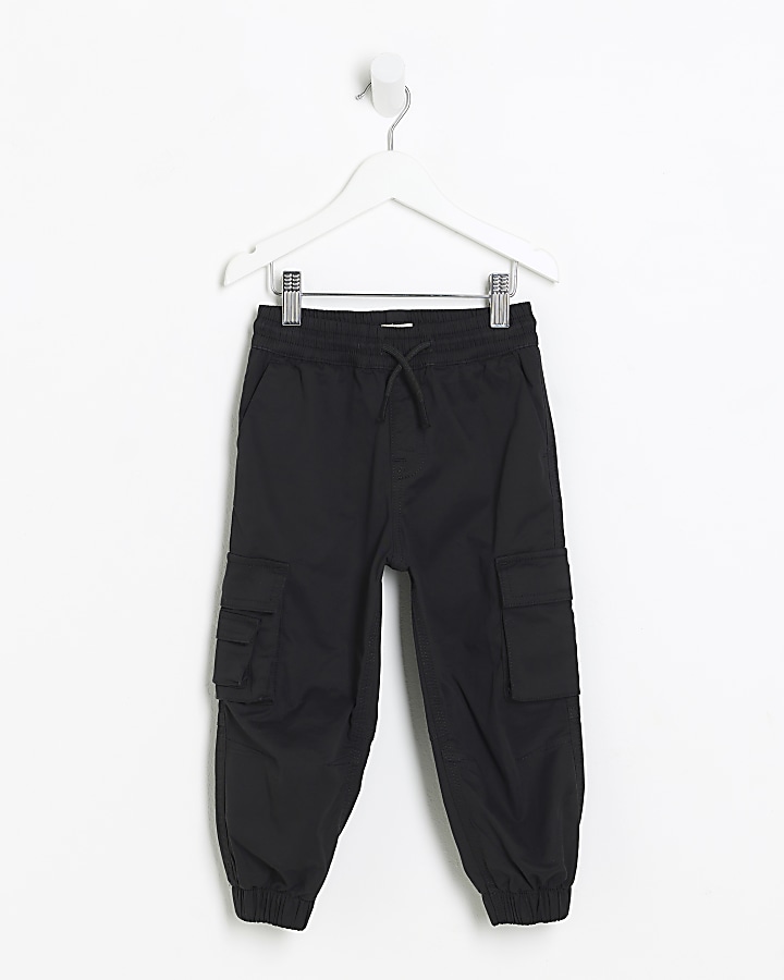 Mini Boys Black Cargo Trousers