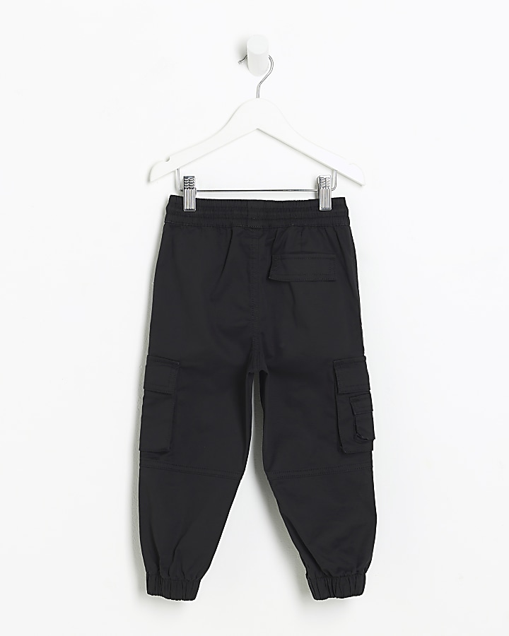 Mini Boys Black Cargo Trousers