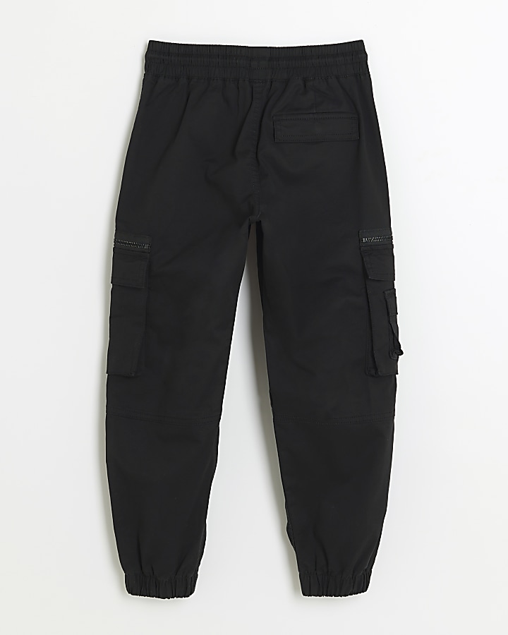 Boys black cargo trousers