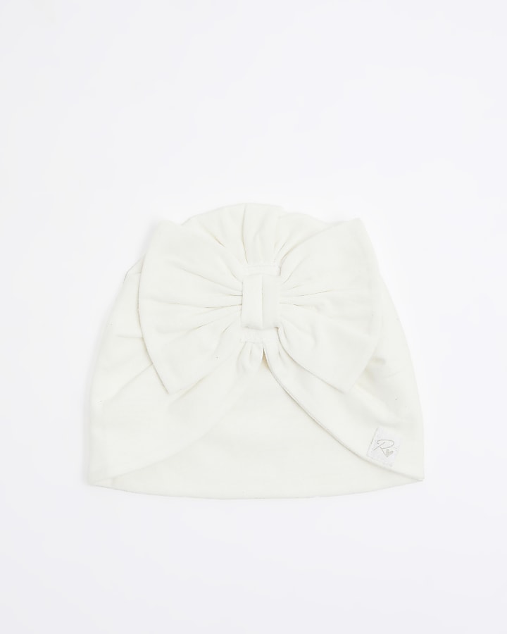 Baby cream bow turban hat