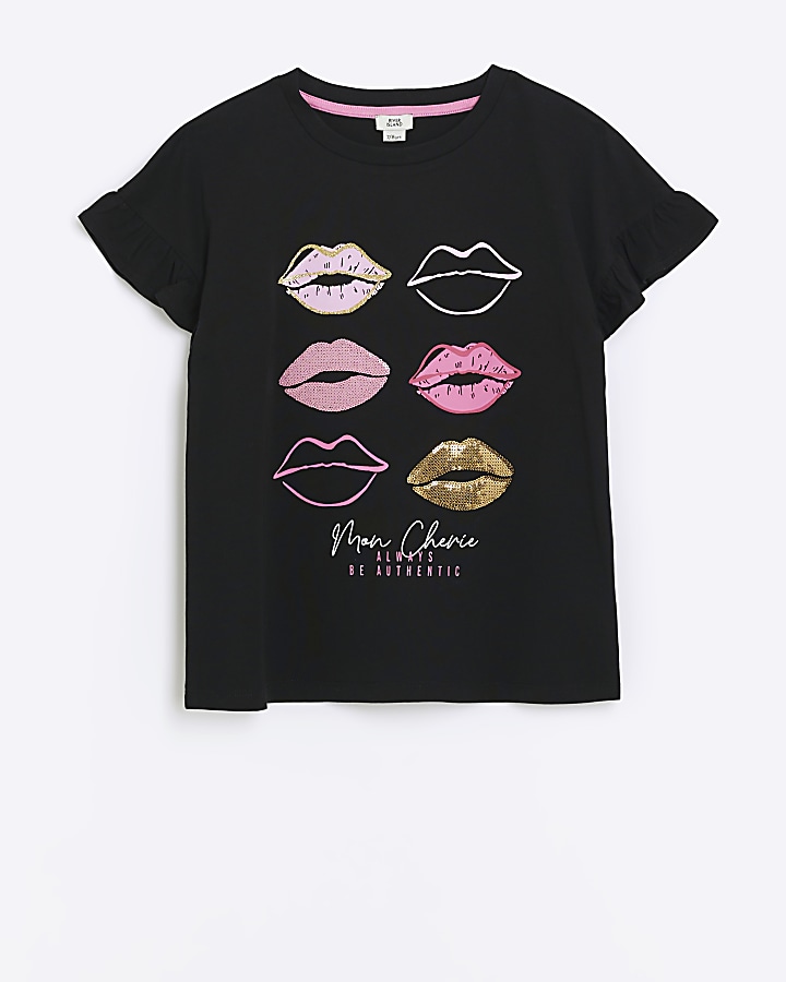 River island lips sales t shirt