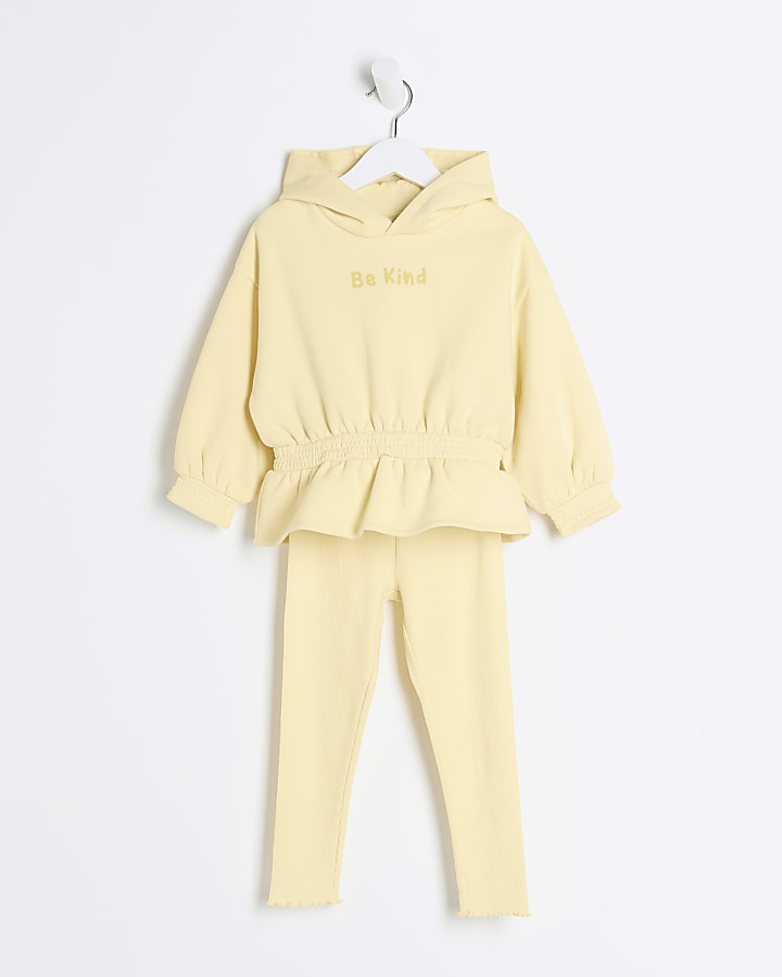 Mini girls yellow peplum hoodie set