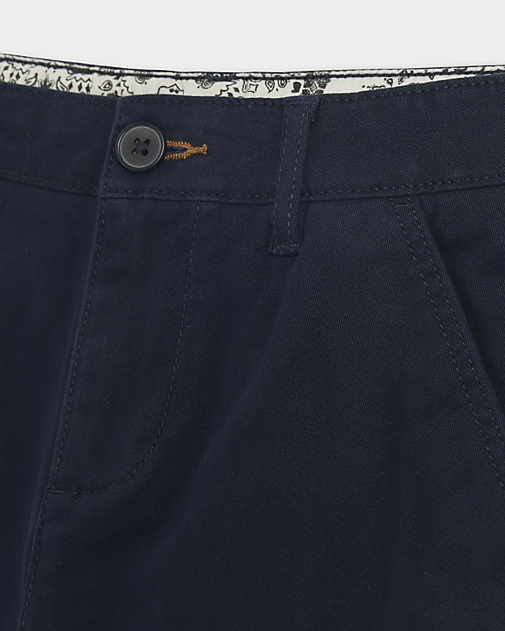 Boys navy chino shorts River Island
