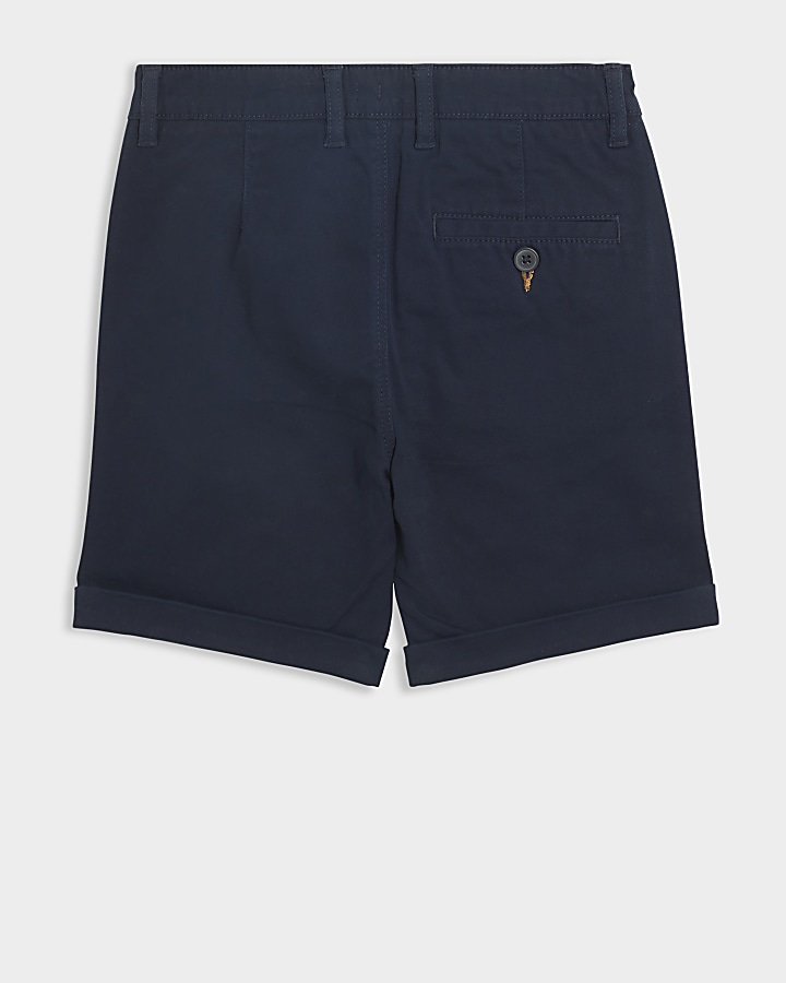 Boys navy chino shorts River Island