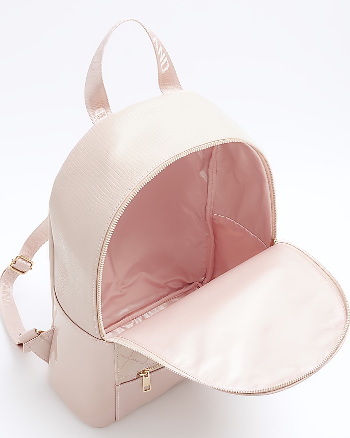 Girls pink quilted bow detail backpack