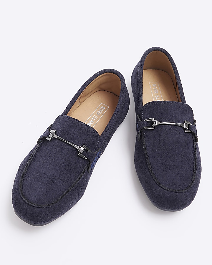 Boys navy chain loafers