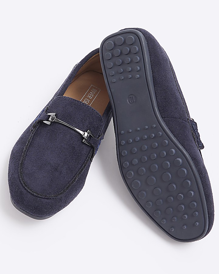 Boys navy chain loafers