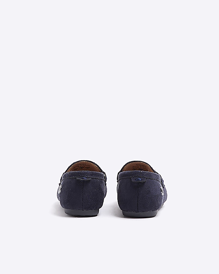 Mini boys navy chain loafers