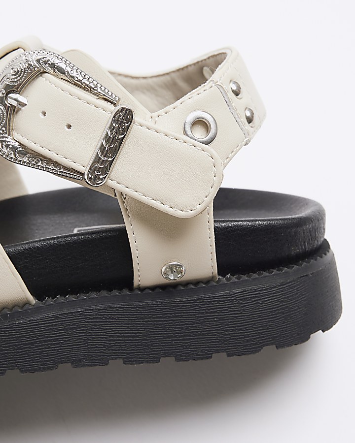 Girls cream studded gladiator sandals