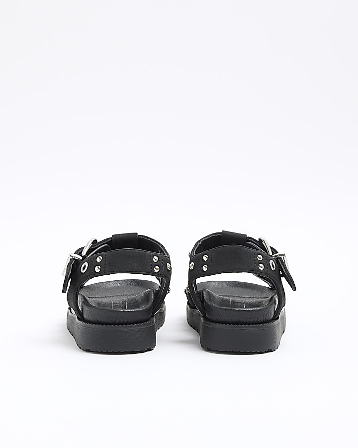 Girls black studded gladiator sandals
