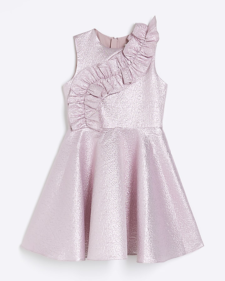 Girls pink frill prom dress | River Island