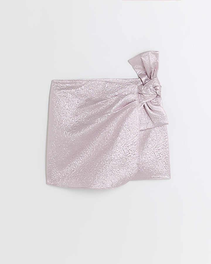 Girls pink tie wrap skort