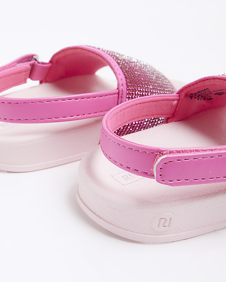 Mini girls pink RI diamante sliders