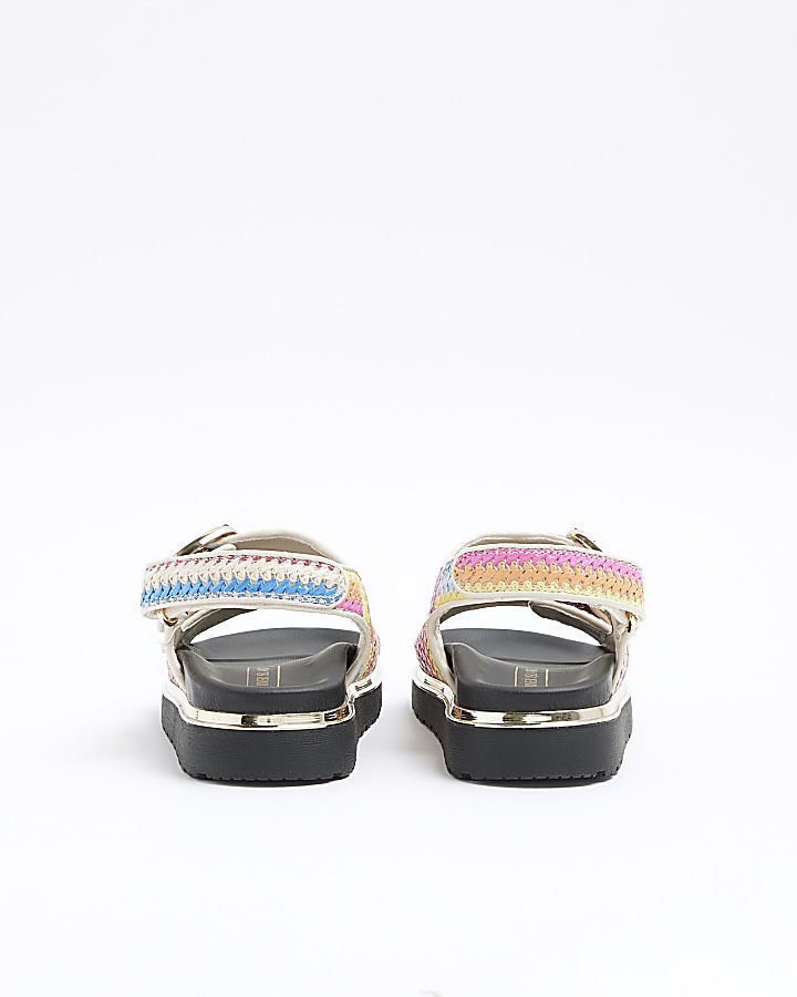 Girls pink raffia stripe sandals