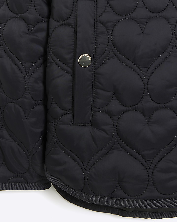 Girl black heart quilt padded coat