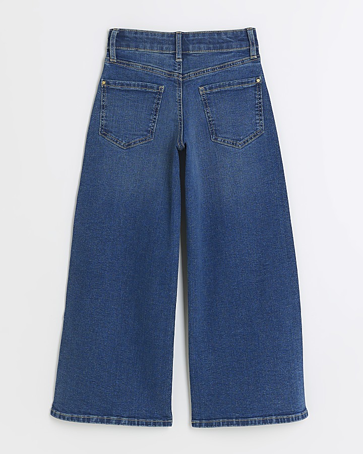 Girls blue wide leg jeans