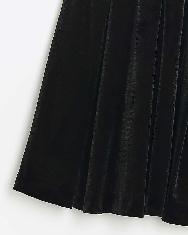 Girls black velvet bow dress
