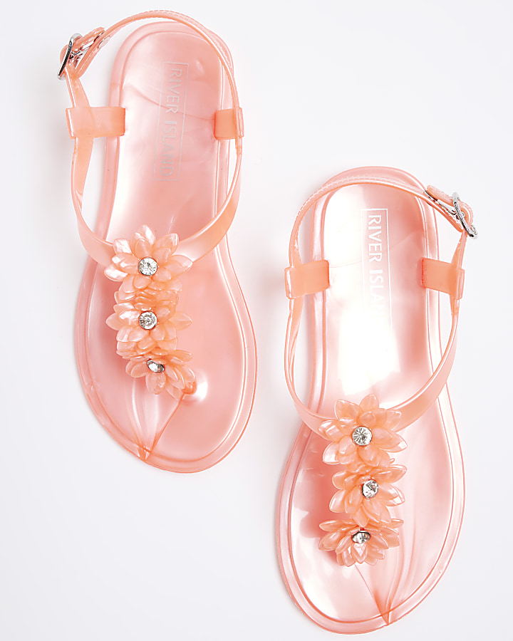 Girls pink flower jelly sandals