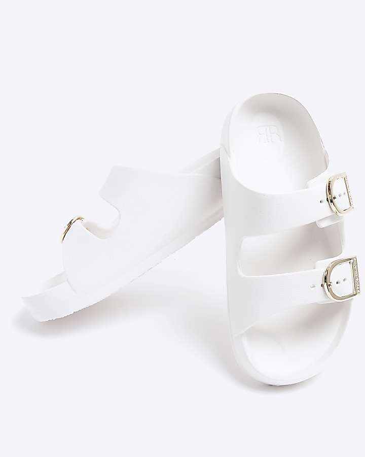Girls white buckle sandals