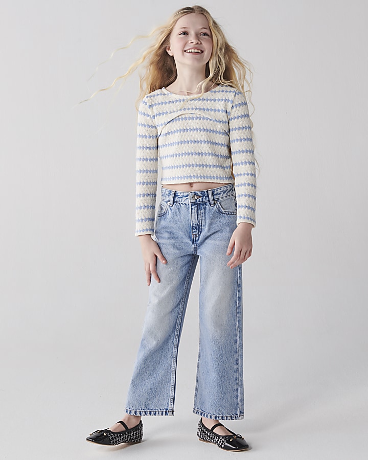 Girls blue straight fit jeans