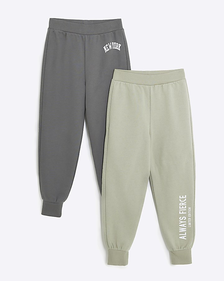 Girls grey New York joggers 2 pack