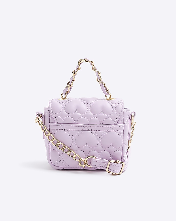 Pink quilted heart cross body bag