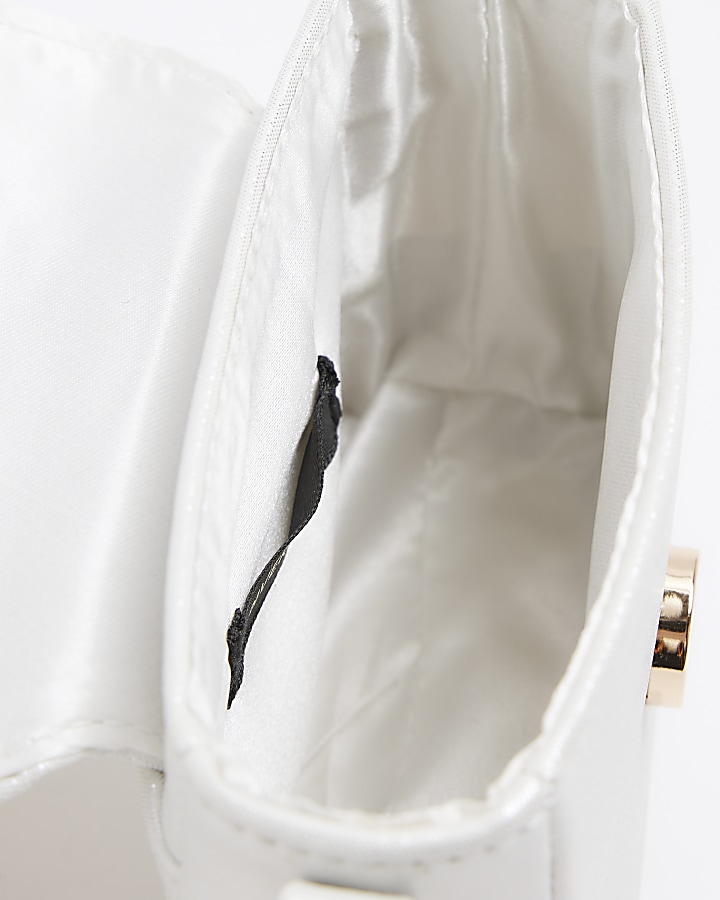 Girls white quilted mini cross body bag