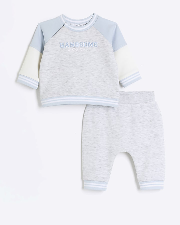 Baby boys grey embroidered sweatshirt set