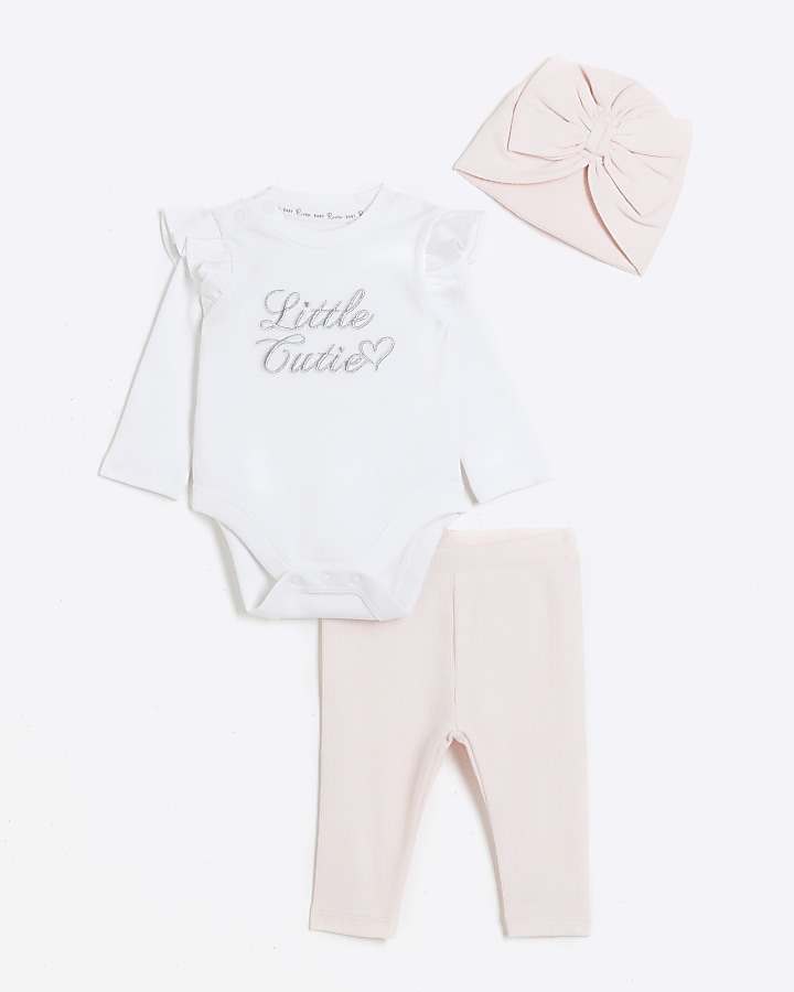 Baby girls pink little cutie turban set