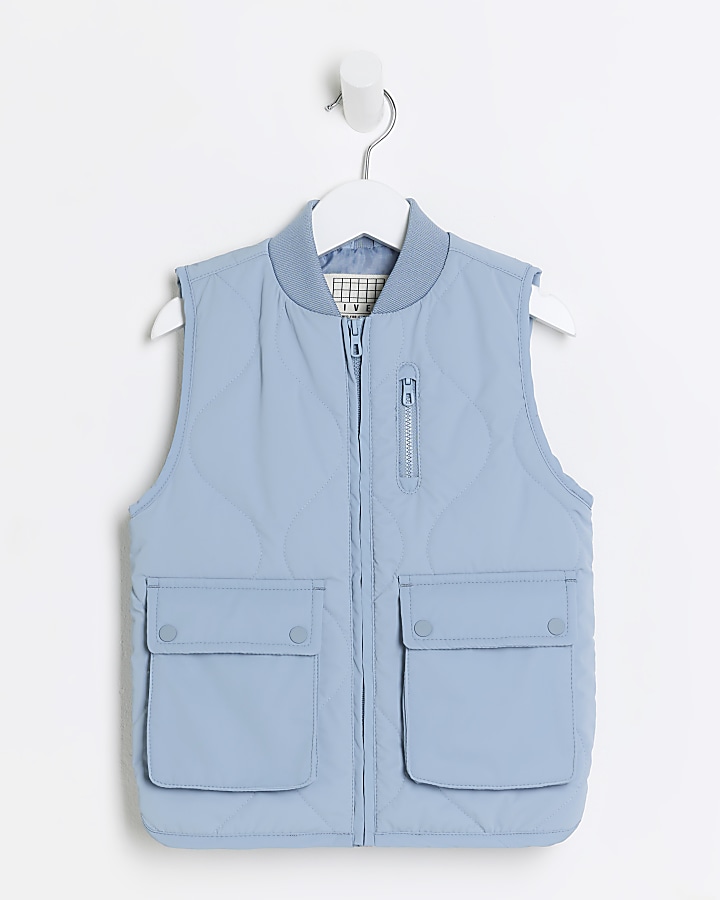 Mini boys blue quilted bomber gilet