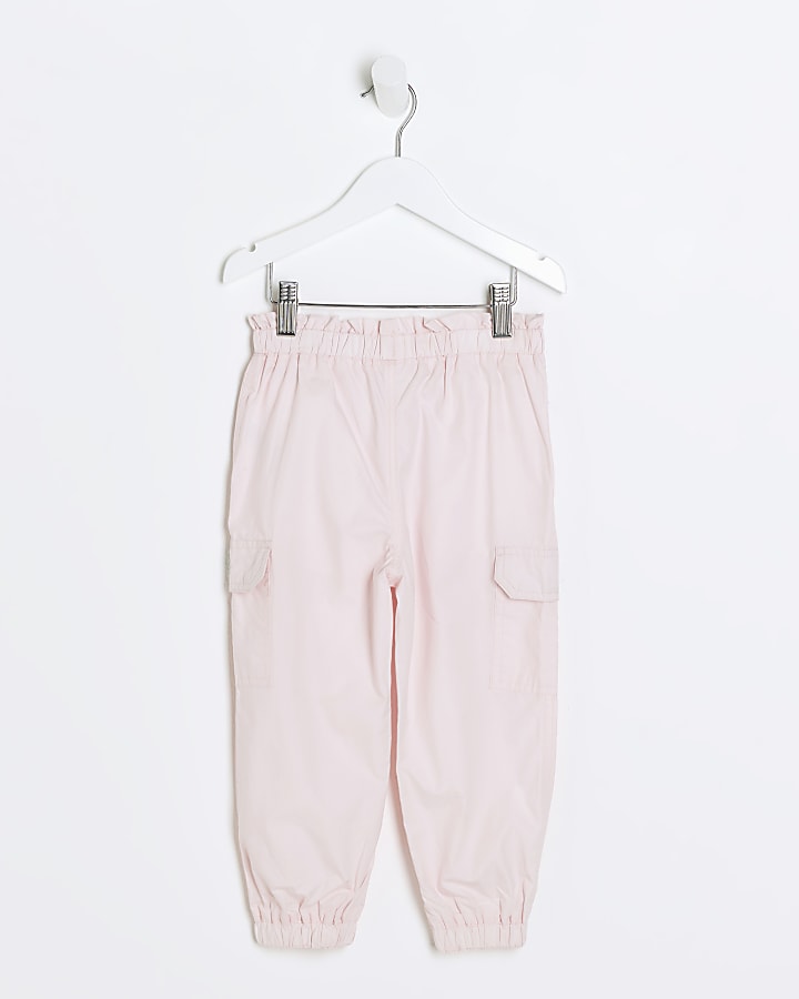 Mini girls pink pull on cargo trousers